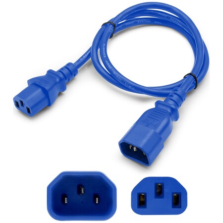 Add-On Addon 2Ft C13 To C14 18Awg 100-250V Blue Power Extension Cable ADD-C132C1418AWG2FTBE